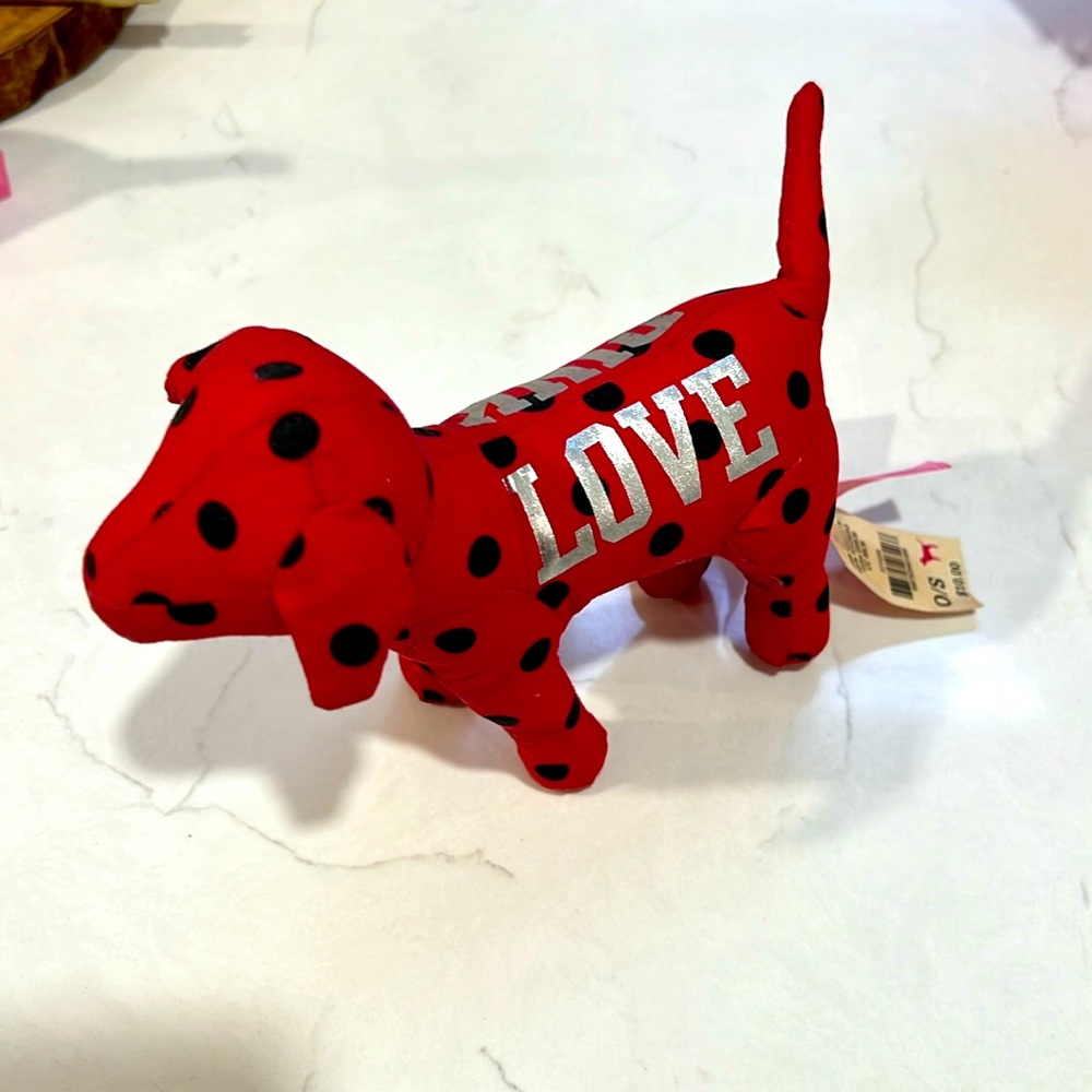 Red with black polka dots VS Pink mascot dog!